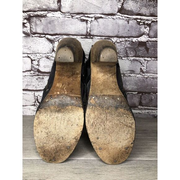 AllSaints Spitalfields Jacks Place Black Leather Zip Heel Strap Boots Women 38EU - Picture 15 of 16